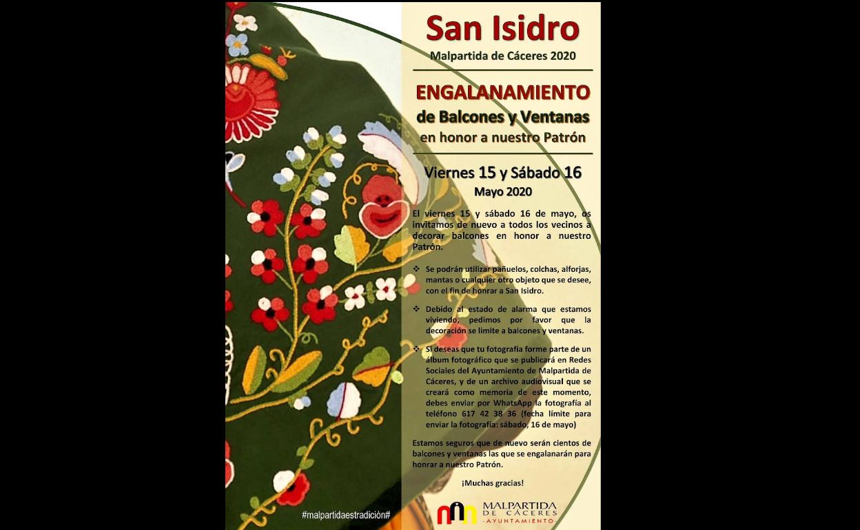Malpartida de Cáceres engalana ventanas y balcones en honor a San Isidro