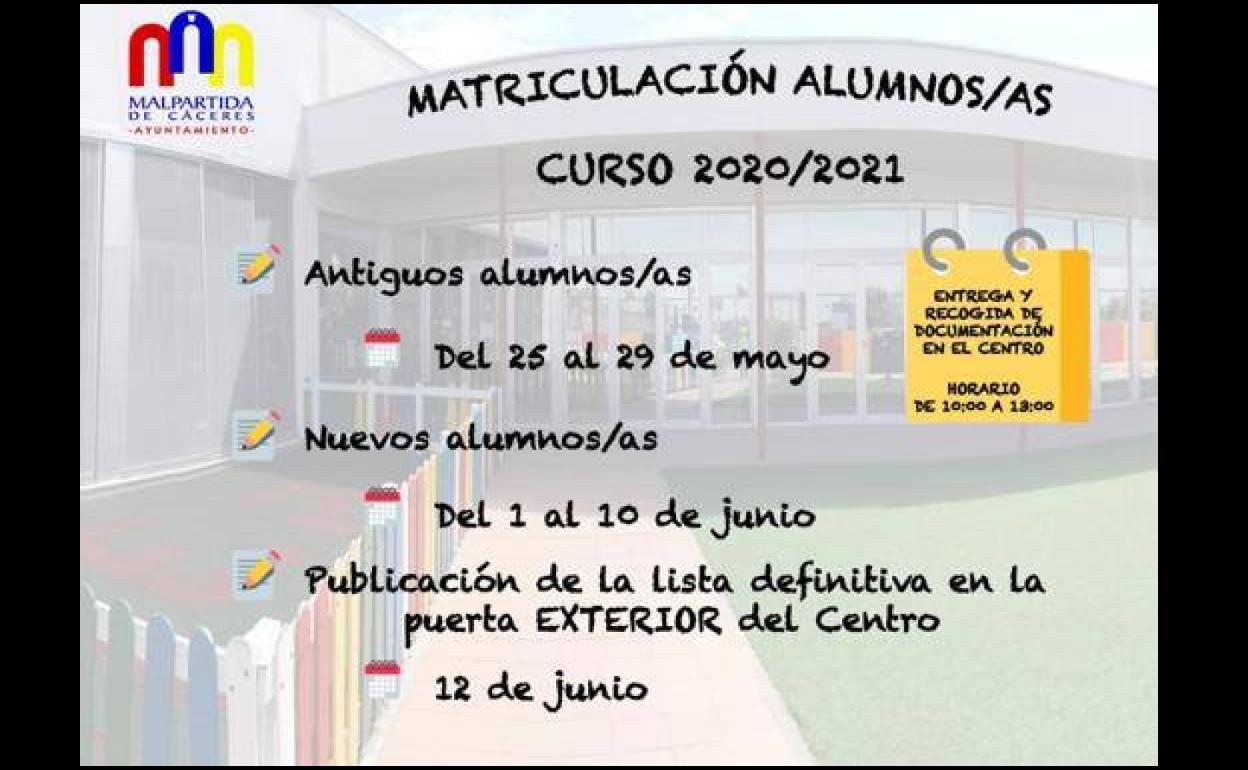 Mañana finaliza el plazo de inscripción para el Centro de Educación Infantil
