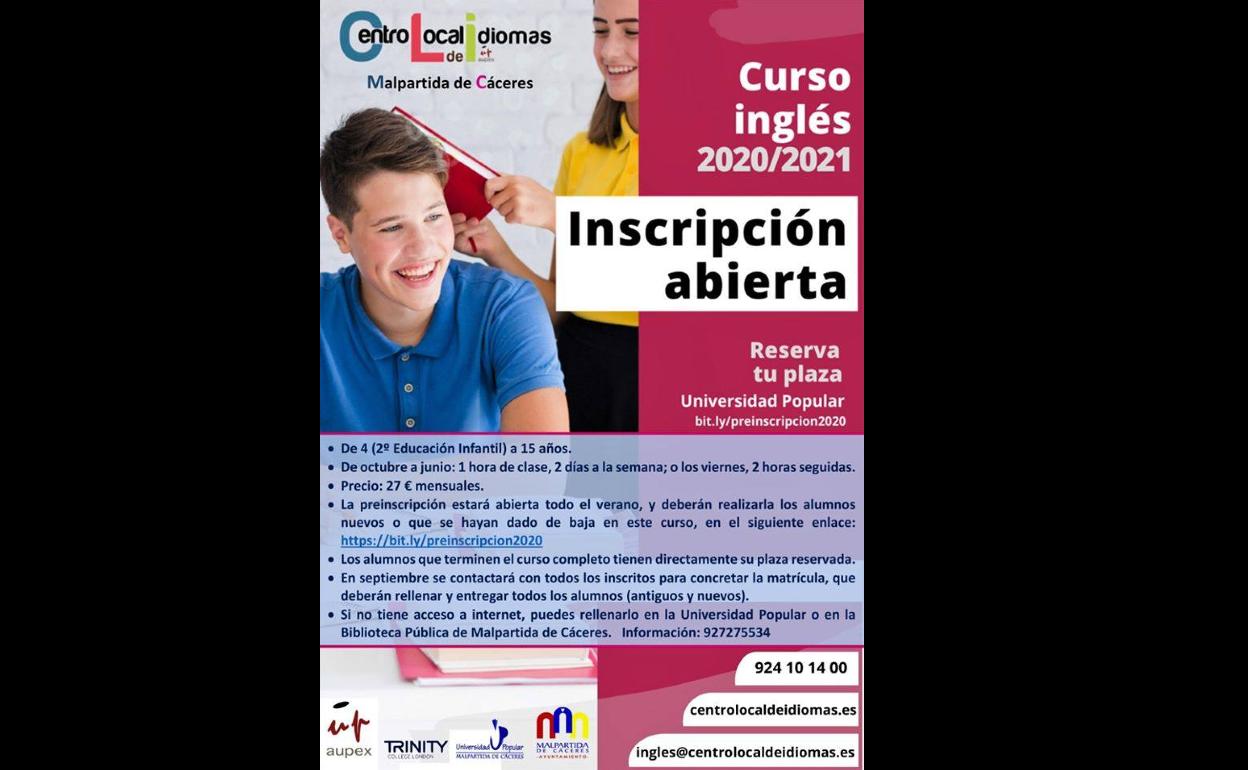 Abierto el plazo de preinscripción para el Centro Local de Idiomas