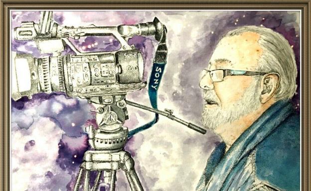 Imagen principal - Arriba, dibujo de Víctor González y debajo fotografías del acto. 