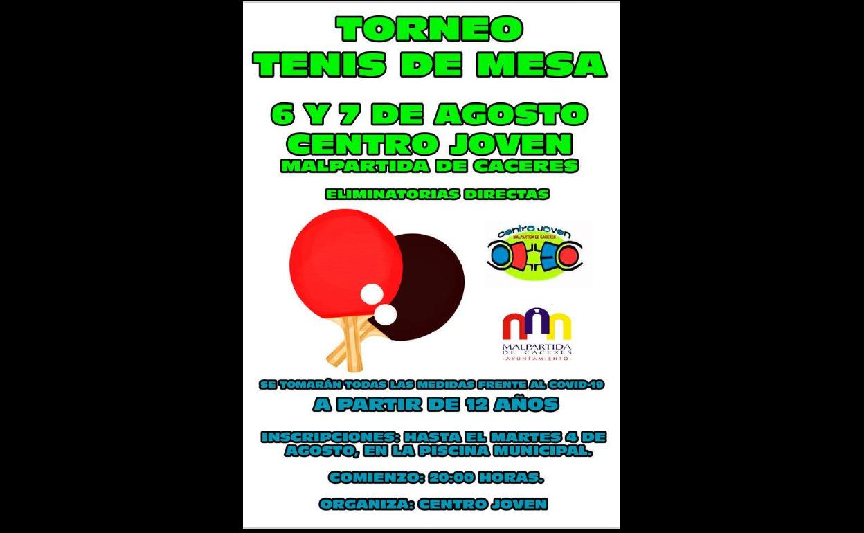 Último día para inscribirse en el Torneo de Tenis de Mesa del Centro Joven