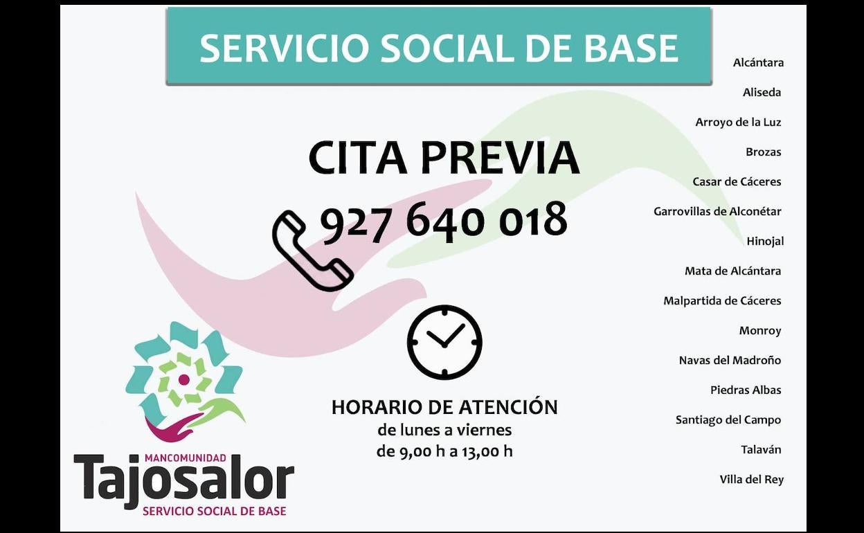 Los vecinos de la Mancomunidad Tajo Salor pueden pedir cita previa para el Servicio Social de Base