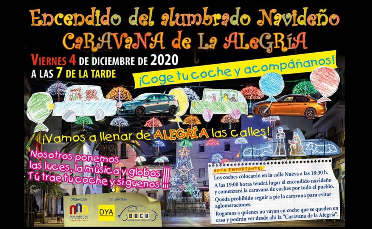 Caravana de la Alegría, nieve y reyes magos a domicilio en Malpartida de Cáceres