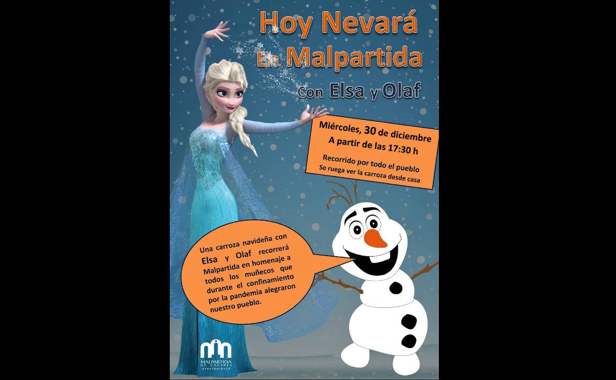 Elsa y Olaf recorrerán mañana Malpartida de Cáceres