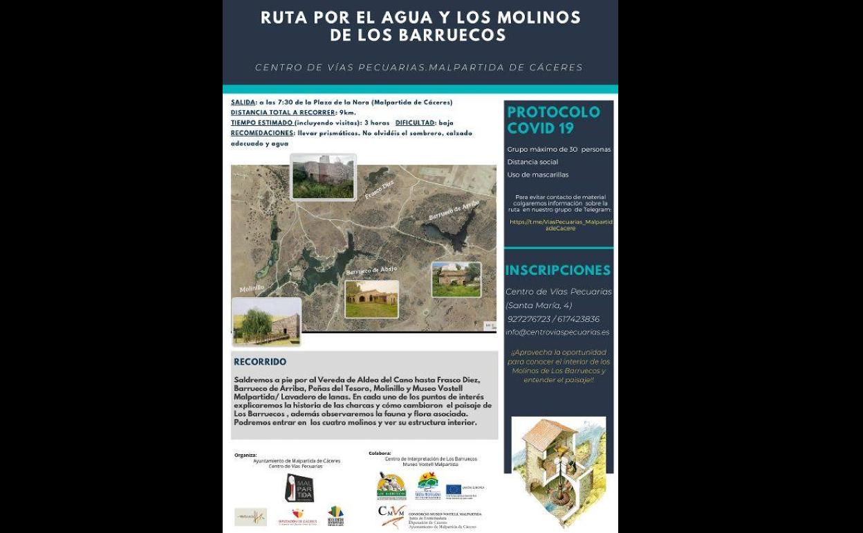 El Centro de Vías Pecuarias organiza la Ruta por el Agua y los Molinos de Los Barruecos