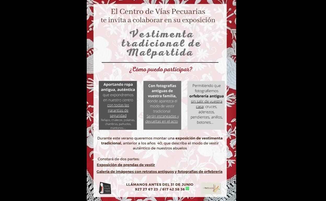 El Centro de Vías Pecuarias busca colaboradores para su exposición de Vestimenta Tradicional de Malpartida