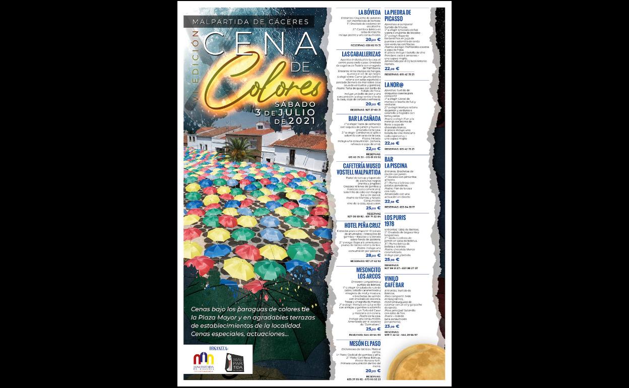 12 locales participan en la VI Cena de Colores de Malpartida de Cáceres