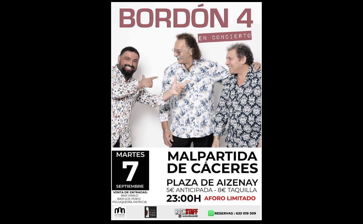Bordón 4 en concierto en Malpartida de Cáceres