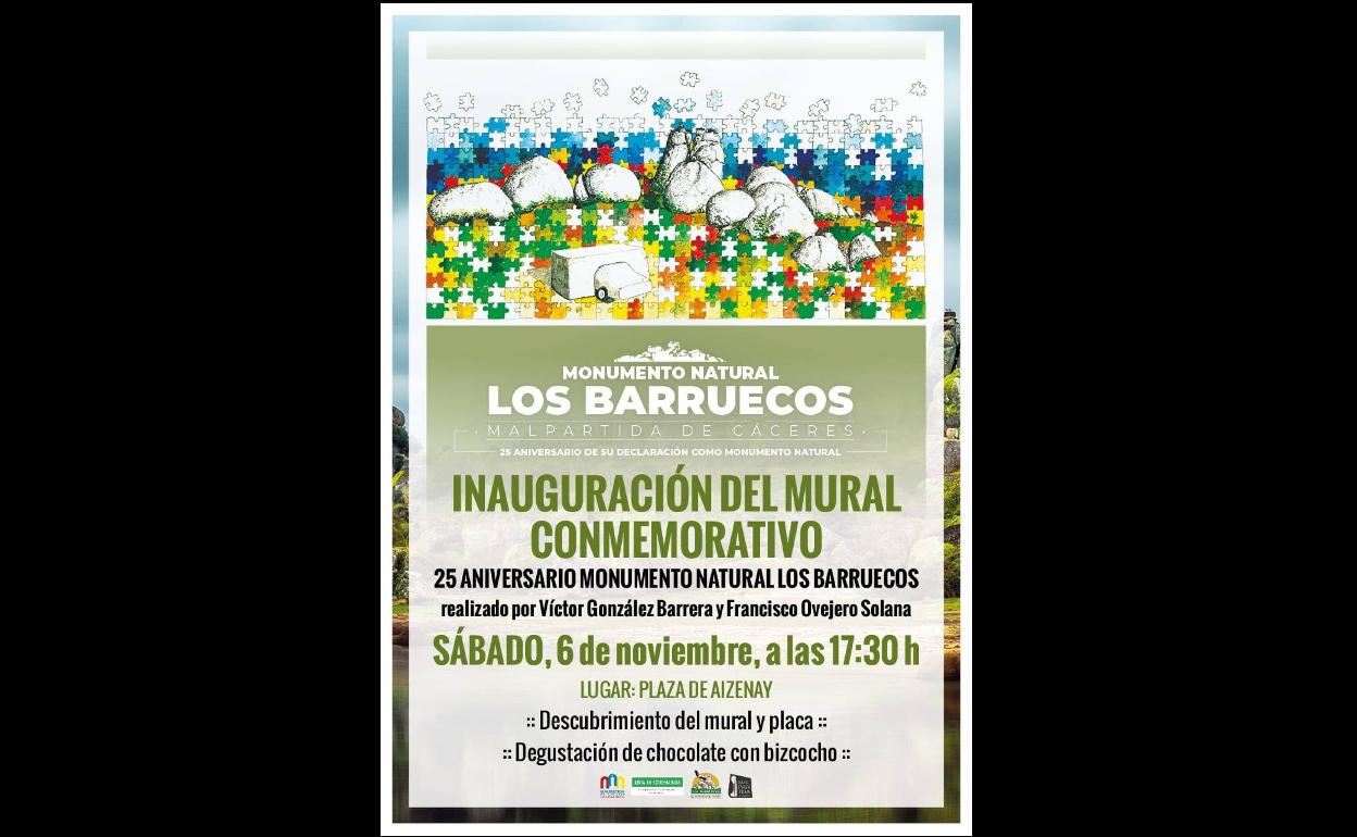 El sábado se inaugurará el mural conmemorativo del 25 aniversario del Monumento Natural Los Barruecos