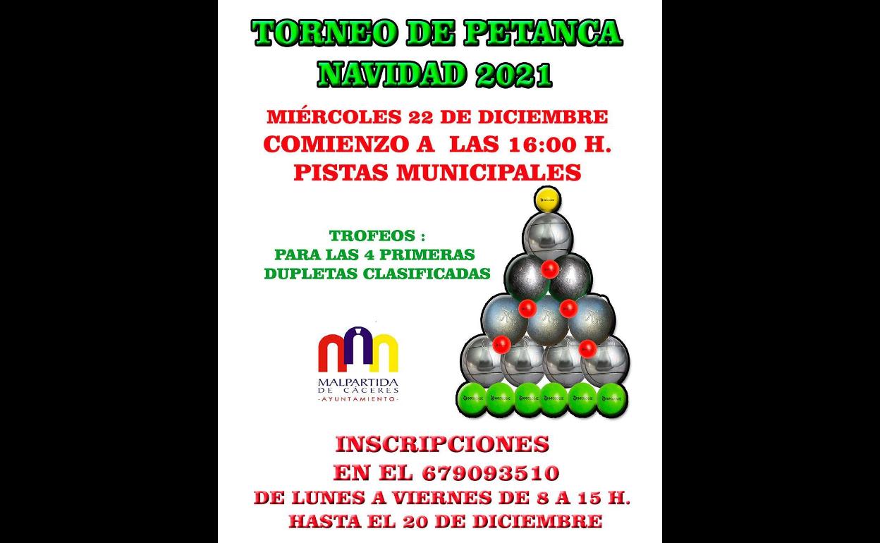 El 22 de diciembre se celebrará el Torneo de Petanca de Navidad