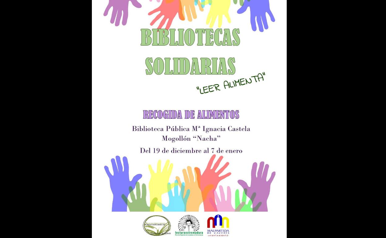 La biblioteca malpartideña participa en la recogida de alimentos 'Bibliotecas Vivas'