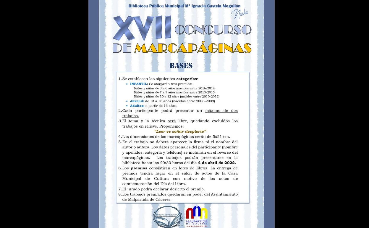 La biblioteca malpartideña convoca el XVII Concurso de Marcapáginas