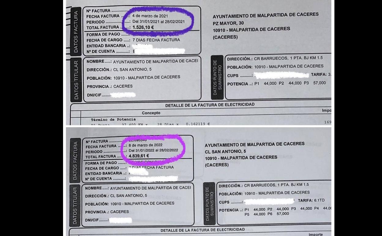El alcalde de Malpartida de Cáceres pone de ejemplo la factura de luz de la EDAR para explicar cómo afecta el incremento de precios al Ayuntamiento