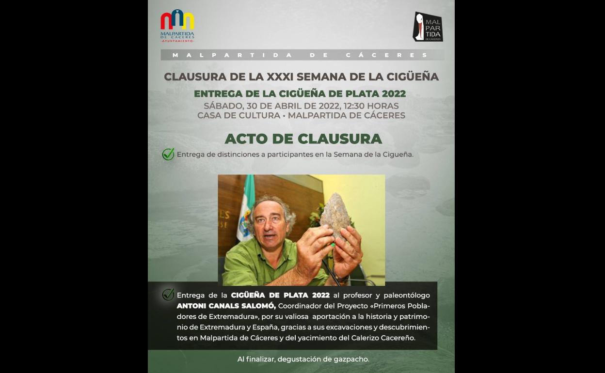 El profesor y paleontólogo Antoni Canals, Cigüeña de Plata 2022