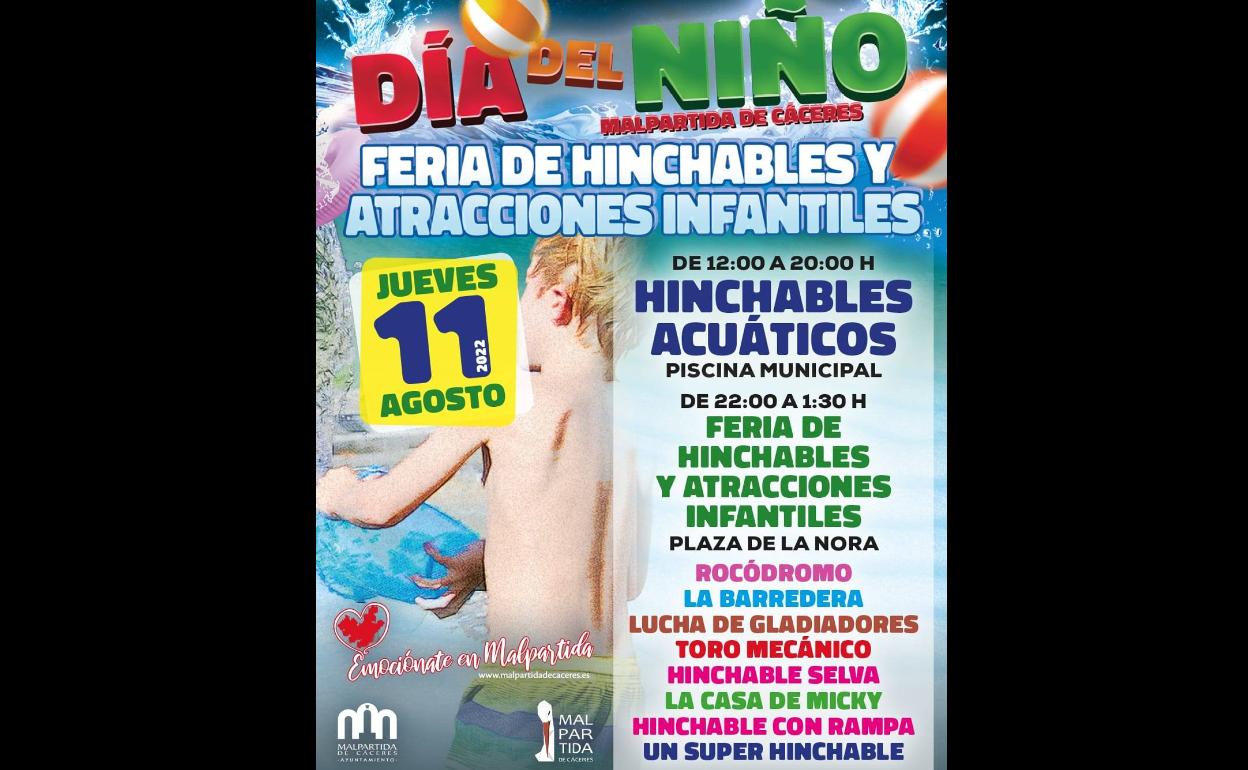 Feria de hinchables y atracciones infantiles durante el Día del Niño