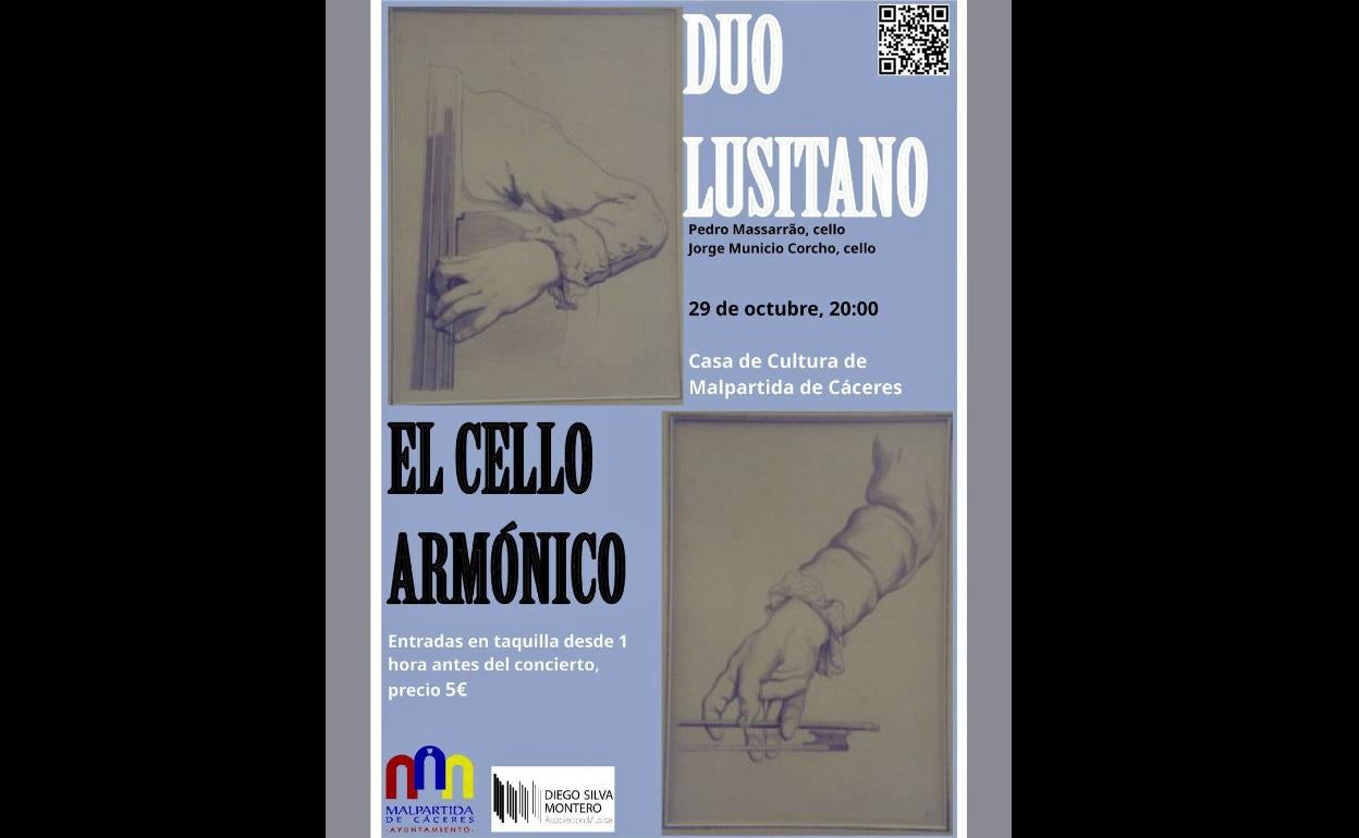 Pedro Massarrão y Jorge Municio ofrecen un concierto en Malpartida de Cáceres a dos chelos
