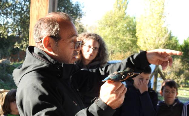 Imagen principal - Luis Lozano Martínez imparte un taller de anillamiento científico en el Centro de Interpretación