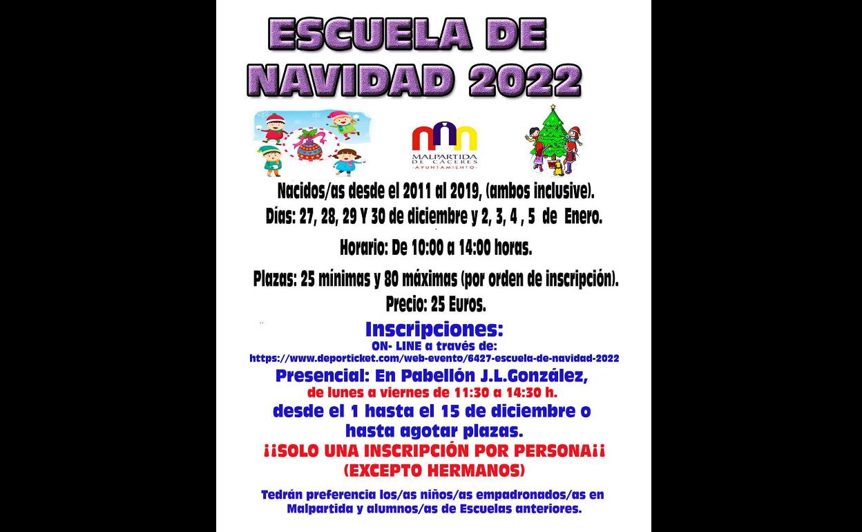 Vuelve la Escuela de Navidad de Malpartida de Cáceres