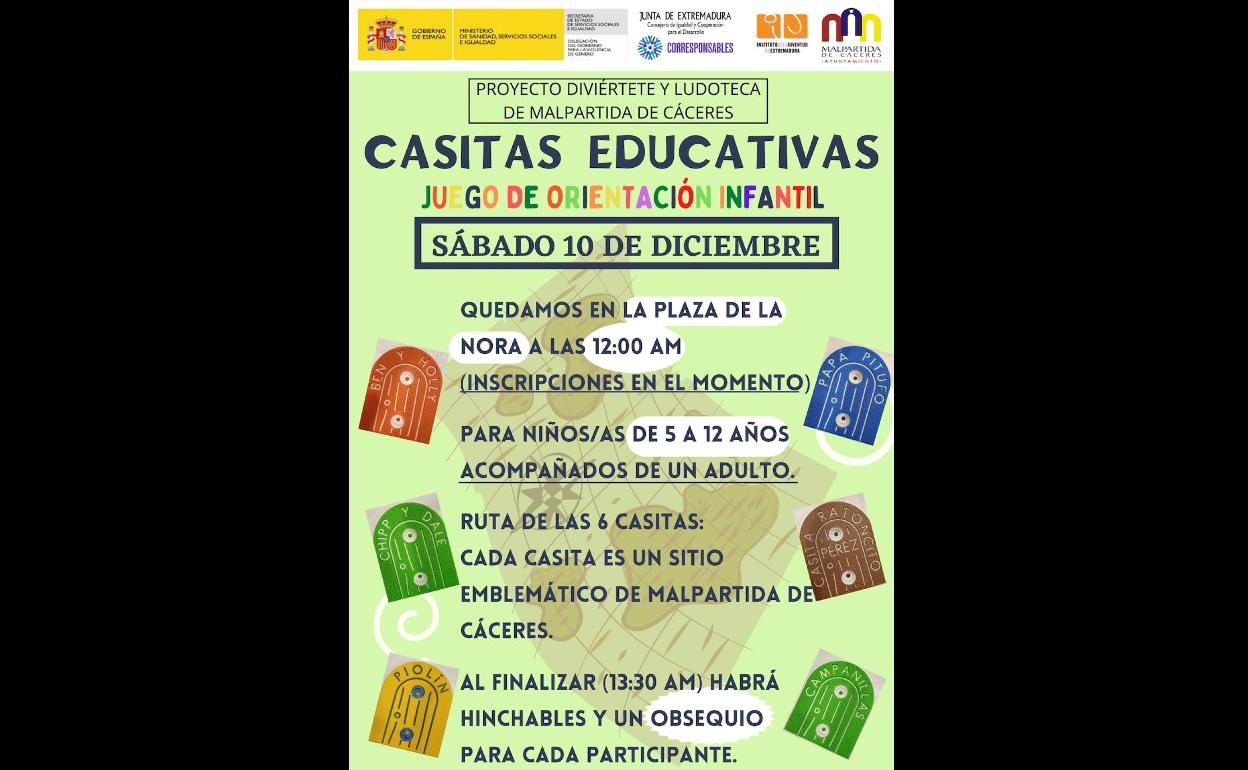 'Casitas educativas', un juego de orientación infantil en las calles de Malpartida de Cáceres