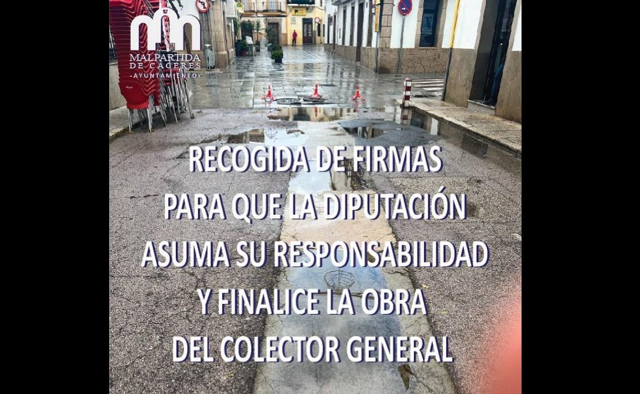 Comienza la recogida de firmas para pedir la finalización de la obra del colector general