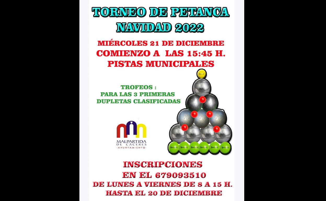 Vuelve el Torneo de Petanca de Navidad de Malpartida de Cáceres