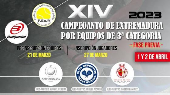 4 equipos de Pádel Malpartida pelearán en el XIV Campeonato de Extremadura por equipos de clubes 3ª categoría