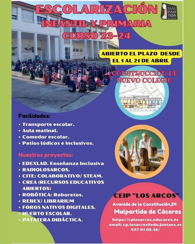 Abierto el plazo de matriculación para el CEIP Los Arcos