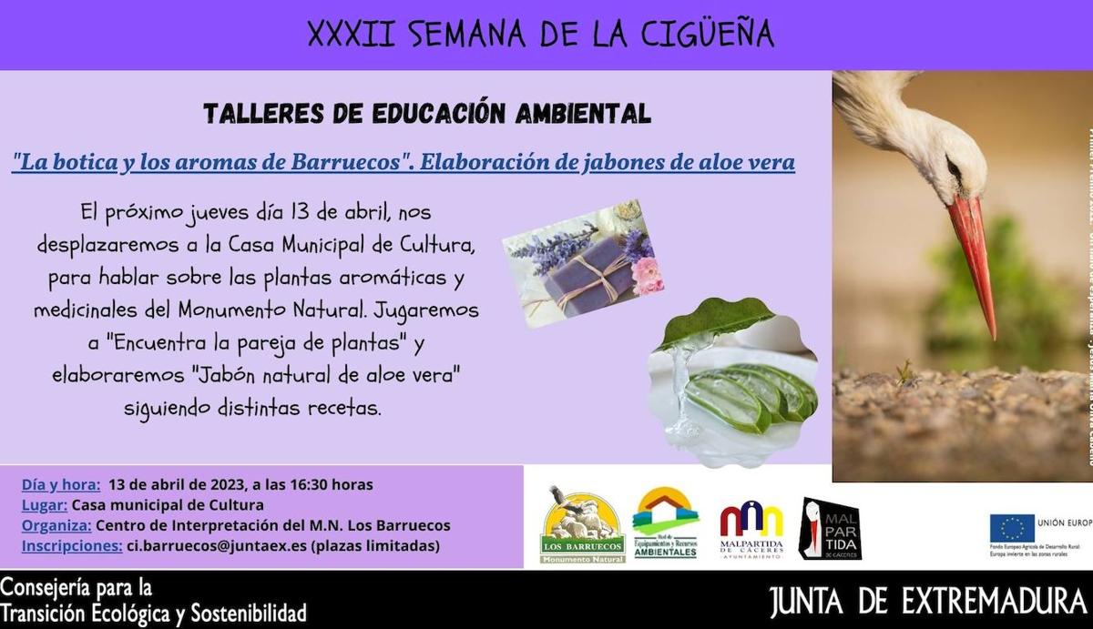 El Centro de Interpretación enseña a elaborar jabones de aloe vera durante la Semana de la Cigüeña