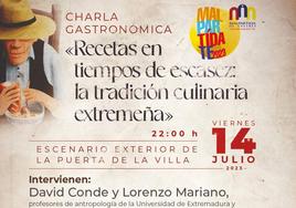 Una charla y experiencia gastronómica recuerdan la cocina extremeña en periodos de escasez