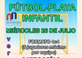 Inscripciones abiertas para el Torneo de Fútbol Playa Infantil