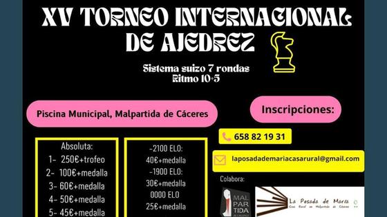 Vuelve el Torneo Internacional de Ajedrez de Malpartida de Cáceres