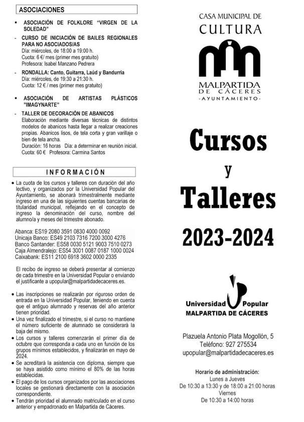 Imagen principal - Abierto el plazo para los cursos y talleres de la Universidad Popular