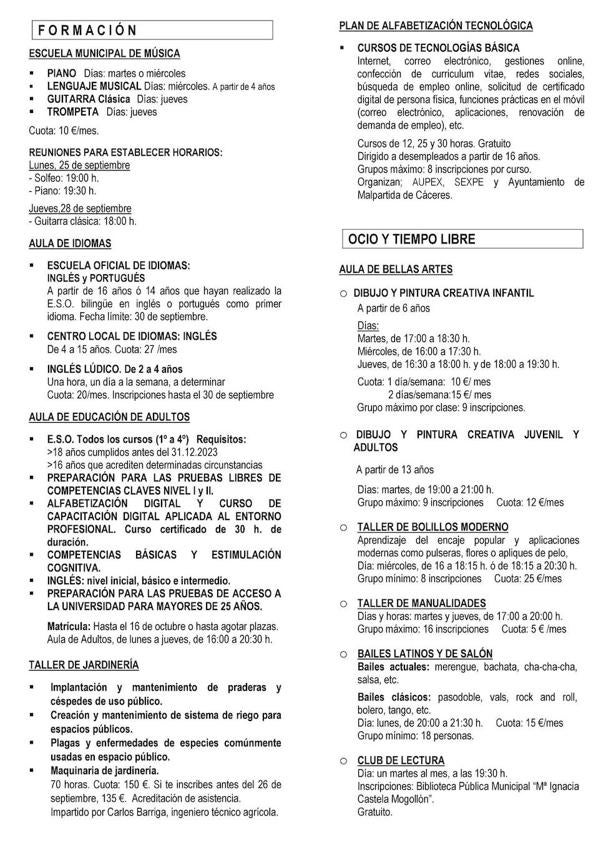 Imagen principal - Abierto el plazo para los cursos y talleres de la Universidad Popular