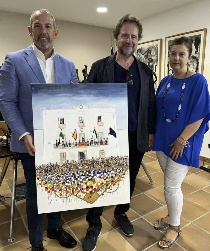 Víctor González Barrera dona una pintura original al Ayuntamiento de Malpartida de Cáceres