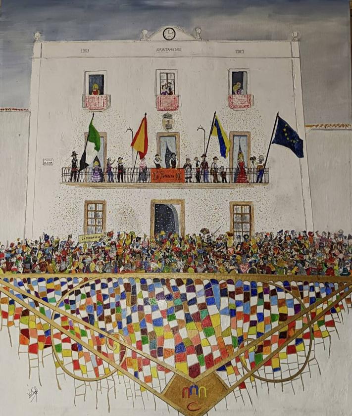 Imagen secundaria 2 - Víctor González Barrera dona una pintura original al Ayuntamiento de Malpartida de Cáceres