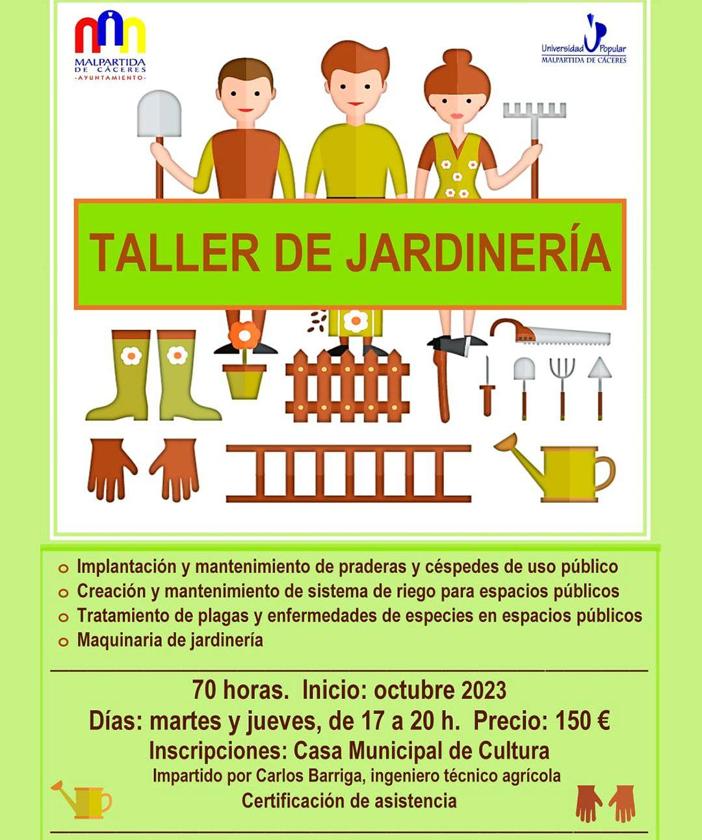 El Ingeniero Técnico Agrícola Carlos Barriga imparte un taller de jardinería en Malpartida de Cáceres