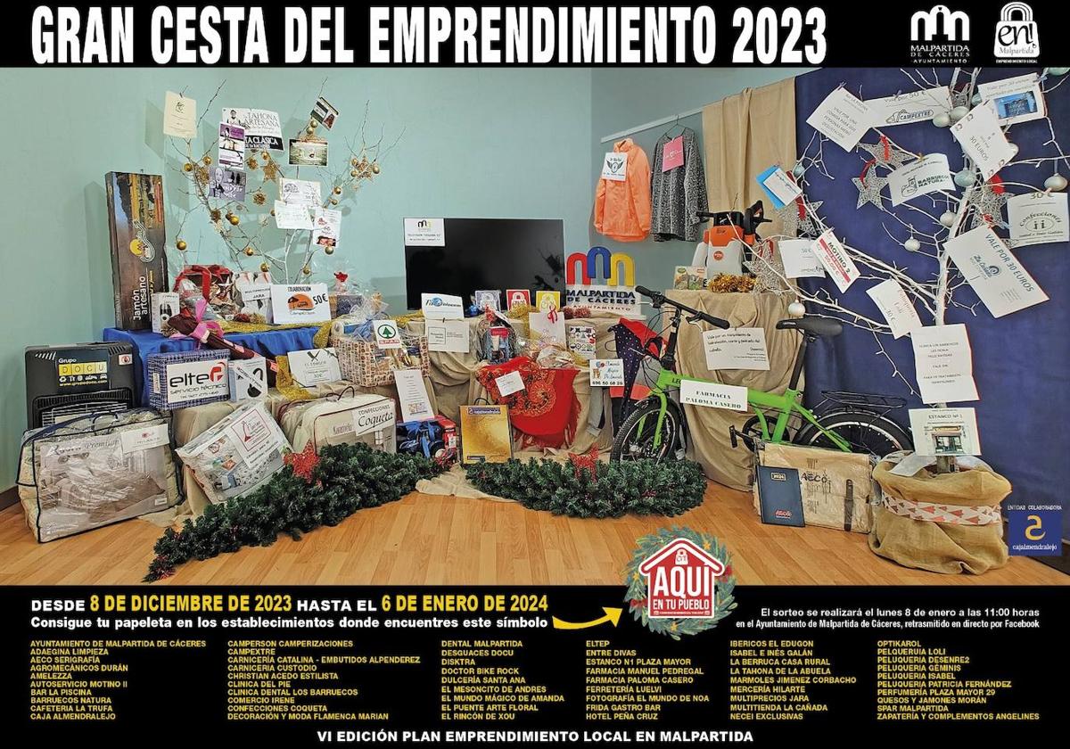 Una gran cesta valorada en 3.700 euros protagoniza la campaña de fomento del consumo local 'Aquí en tu pueblo'