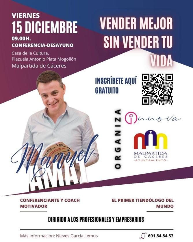 El 'tiendólogo' Manuel Amat ofrece una conferencia-desayuno en Malpartida de Cáceres