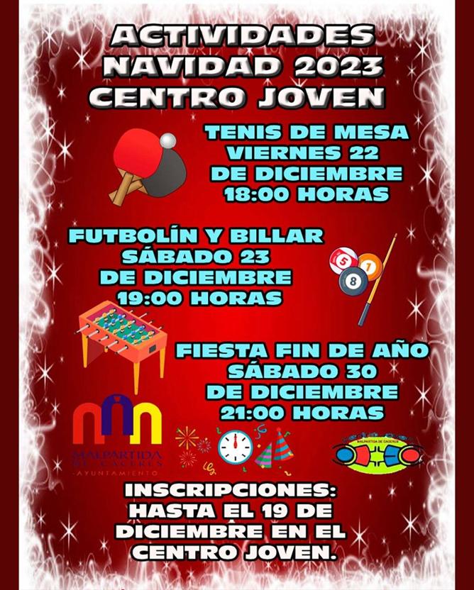 El Centro Joven de Malpartida de Cáceres organiza diferentes actividades en Navidad