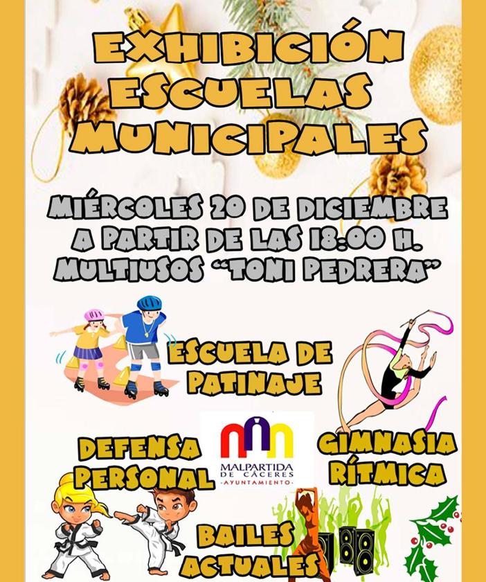 Las escuelas municipales de patinaje, defensa personal, gimnasia rítmica y bailes actuales ofrecen su exhibición navideña