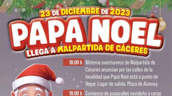 Papá Noel llegará a Malpartida de Cáceres el 23 de diciembre