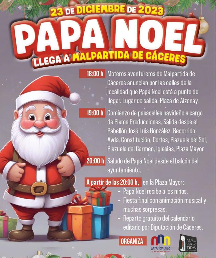 Papá Noel llegará a Malpartida de Cáceres el 23 de diciembre