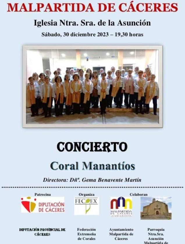 La Coral Manantíos ofrece un concierto de villancicos en la Iglesia Ntra. Sra. de la Asunción