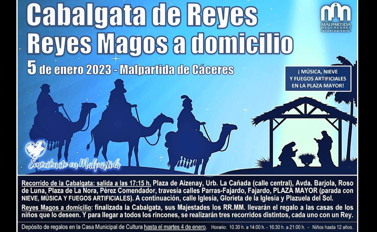 La tradicional Cabalgata de Reyes volverá a recorrer las calles de Malpartida de Cáceres