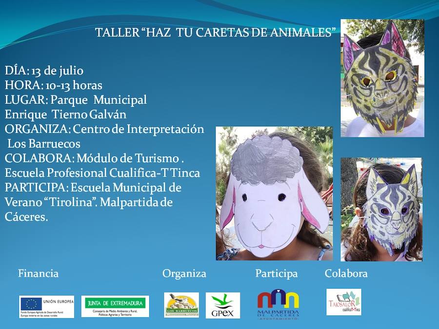 El Centro de Interpretación participará en ‘La Tirolina’ con un taller para hacer caretas de animales