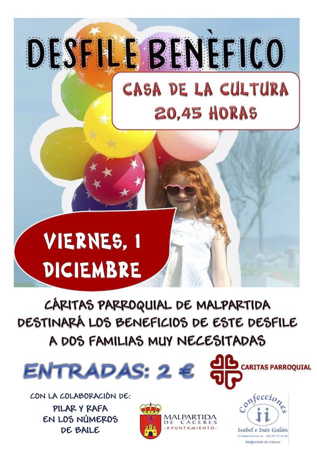 Cáritas celebra un desfile benéfico el viernes 1 de diciembre