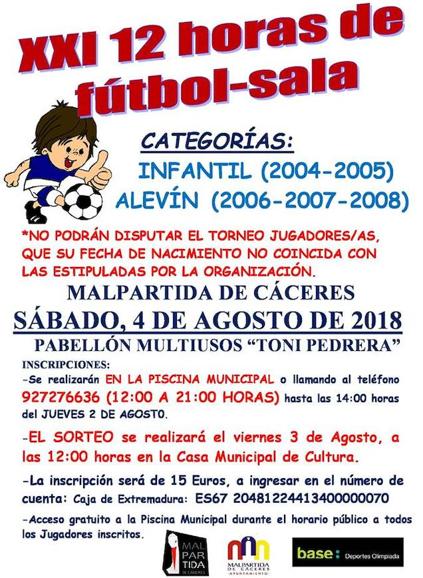 Malpartida de Cáceres celebra las 12 horas de fútbol sala para los más pequeños