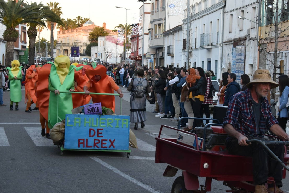 La tarde del pasado sábado 22 de febrero Miajadas acogió a cientos de personas que participaron en el Gran Desfile de Carnaval y asistieron a presenciarlo y disfrutarlo. La localidad se convirtió en un mundo de fantasía donde todo tenía cabida: Alaskas de diferentes edades, científicos locos, las Olimpiadas, luchadores de esgrima, astronautas, monstruos, caballeros, vikingos del futuro, arlequines, hortalizas que cobraron vida, piratas que llegaron desde muy muy lejos y traían su propia isla a cuestas, tribus llegadas desde tierras aún más lejanas, e incluso el mismísimo Buda. El mundo Disney fue el gran protagonista, con bailarines de fantasía, princesas hormonadas, madrastras malvadas, Blancanieves y el príncipe, Pinocho y Geppetto y Alicia en el País de las maravillas con un sombrerero loco multiplicado sobre sí mismo. El gran musical que marcó la vida de muchos y muchas adolescentes y el gran referente que es en sí misma la película 'Grease' llegó a Miajadas de mano de la comparsa 'Los Colegas'. Y, cómo no, la gran maestría de los músicos que amenizaron el desfile de más de 700 participantes y que, como merecía la ocasión, lucieron sus mejores galas. 