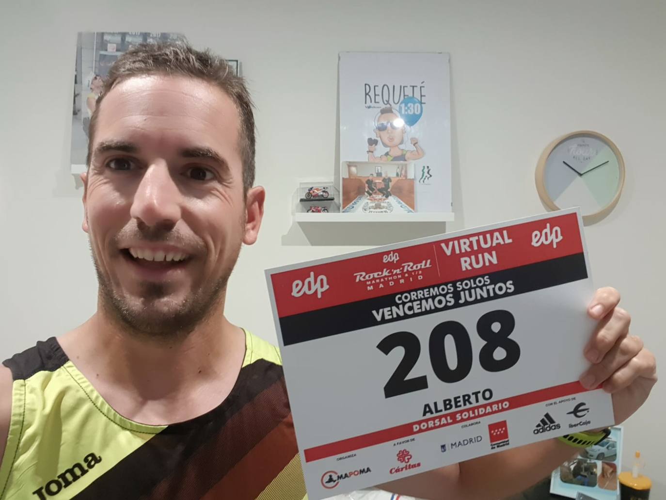 Alberto Masa, presidente del Club de Atletismo de Miajadas, en la carrera virtual de Madrid 