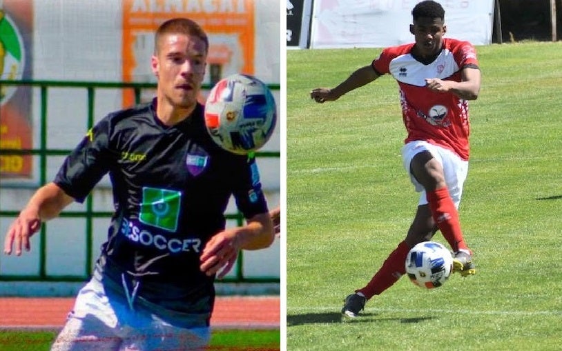 Chiscano (izquierda) y Juanjo Neiva (derecha), éste último en el partido frente a Aceuchal 